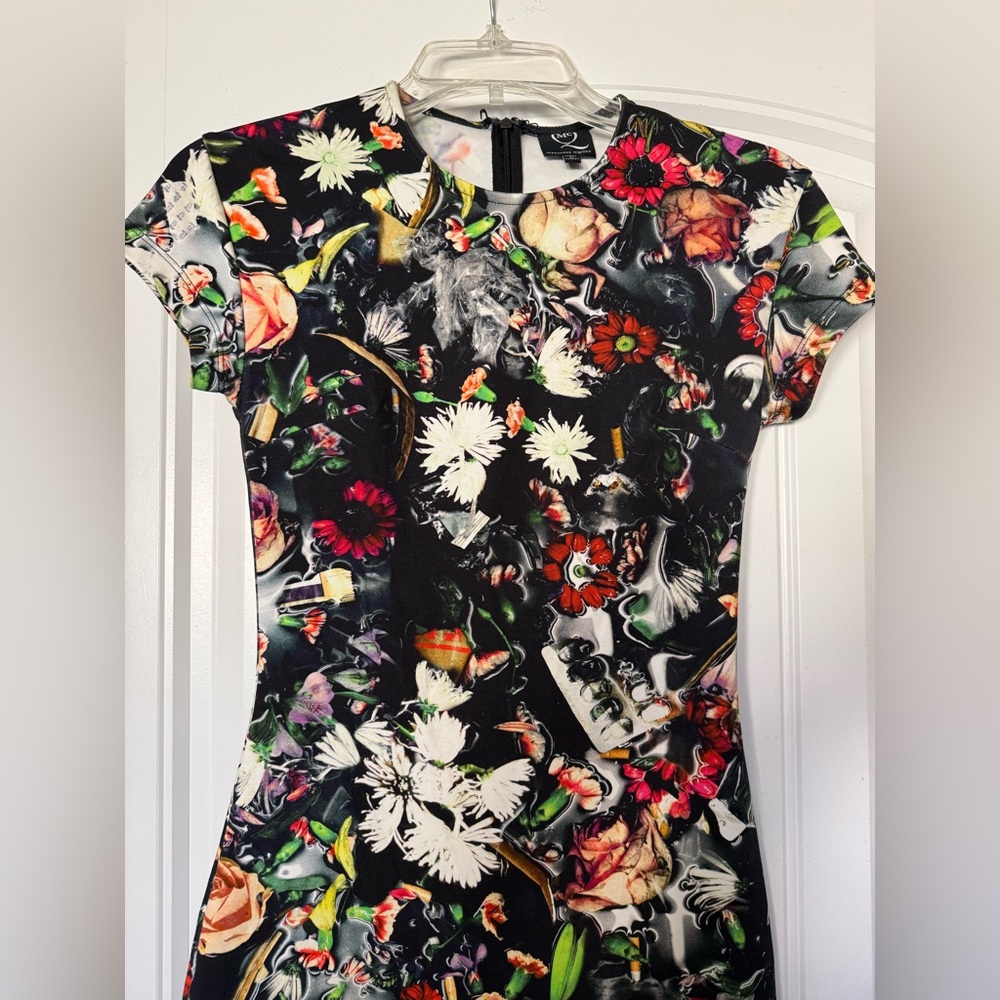 McQ Alexander McQueen multicolor festival floral bodycon dress, like new! - Picture 4 of 11